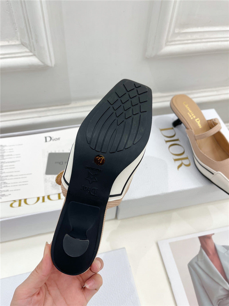 High Quality Luxury Dior Best Quality Fire Retro Square Toe Mules product detail
