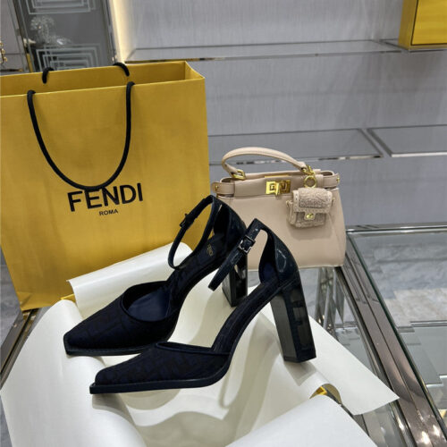 High Quality Luxury Fendi Square Toe FF Hollow Heel Court Shoes – Style 37683 product detail