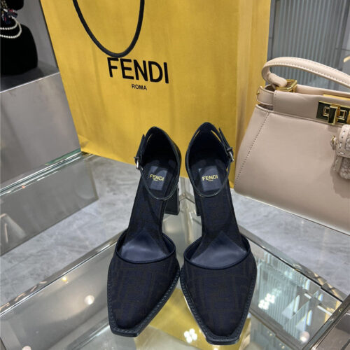 High Quality Luxury Fendi Square Toe FF Hollow Heel Court Shoes – Style 37683 product detail