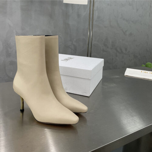 High Quality Luxury Dior Gold Heel Ankle Boots