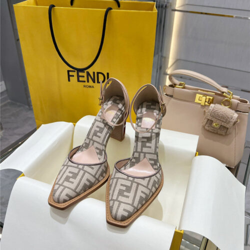 High Quality Luxury Fendi Square Toe FF Hollow Heel Court Shoes – Style 98131 product detail