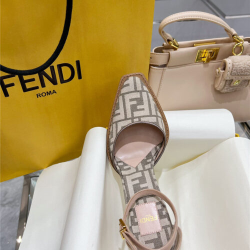 High Quality Luxury Fendi Square Toe FF Hollow Heel Court Shoes – Style 98131 product detail