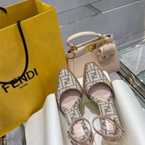 High Quality Luxury Fendi Square Toe FF Hollow Heel Court Shoes – Style 98131 product detail