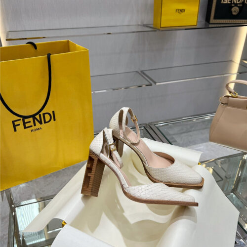 High Quality Luxury Fendi Square Toe FF Hollow Heel Court Shoes alternate view