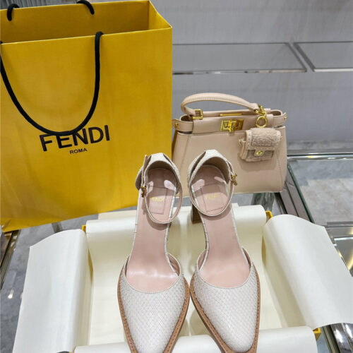 High Quality Luxury Fendi Square Toe FF Hollow Heel Court Shoes product detail