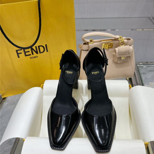 High Quality Luxury Fendi Square Toe FF Hollow Heel Court Shoes – Style 56883 product detail