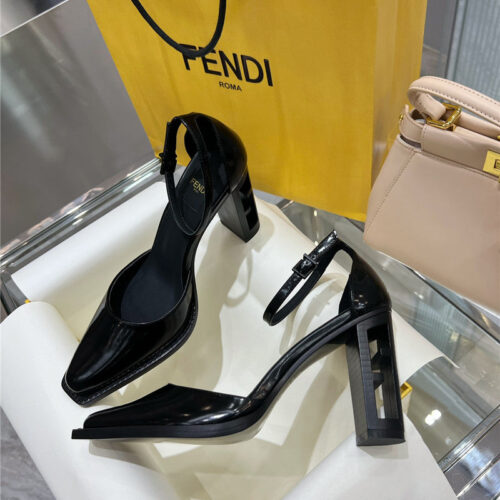 High Quality Luxury Fendi Square Toe FF Hollow Heel Court Shoes – Style 56883 alternate view
