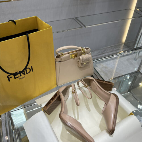 High Quality Luxury Fendi Square Toe FF Hollow Heel Court Shoes – Style 17331 alternate view
