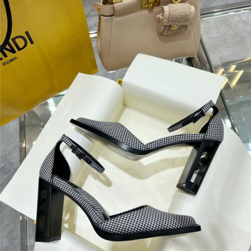 High Quality Luxury Fendi Square Toe FF Hollow Heel Court Shoes – Style 43315 alternate view