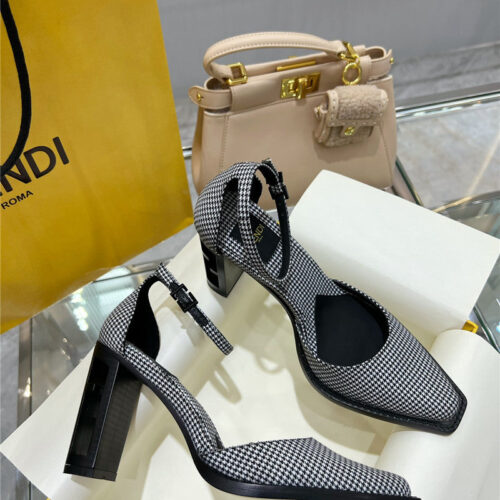High Quality Luxury Fendi Square Toe FF Hollow Heel Court Shoes – Style 43315 product detail