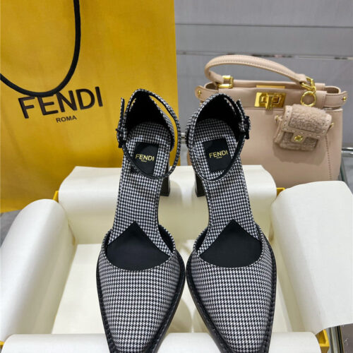 High Quality Luxury Fendi Square Toe FF Hollow Heel Court Shoes – Style 43315 product detail
