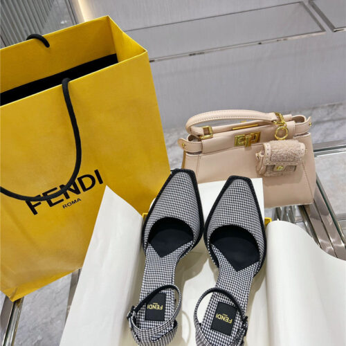 High Quality Luxury Fendi Square Toe FF Hollow Heel Court Shoes – Style 43315 product detail
