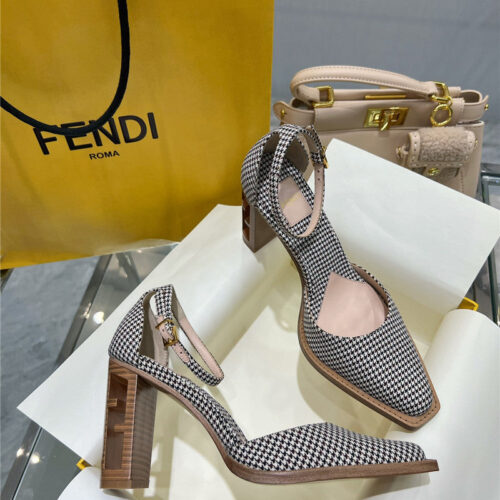High Quality Luxury Fendi Square Toe FF Hollow Heel Court Shoes – Style 85107 alternate view