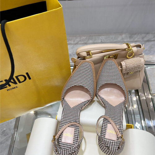 High Quality Luxury Fendi Square Toe FF Hollow Heel Court Shoes – Style 85107 product detail