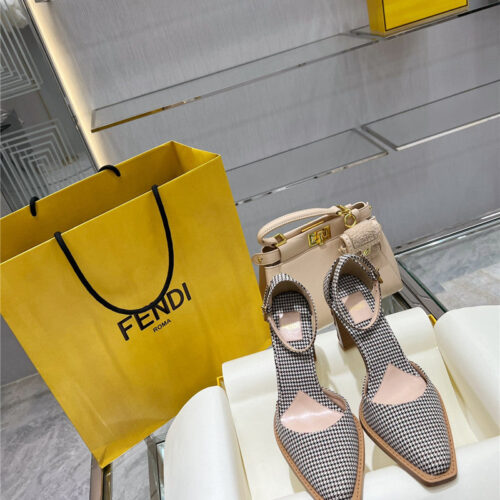 High Quality Luxury Fendi Square Toe FF Hollow Heel Court Shoes – Style 85107 product detail