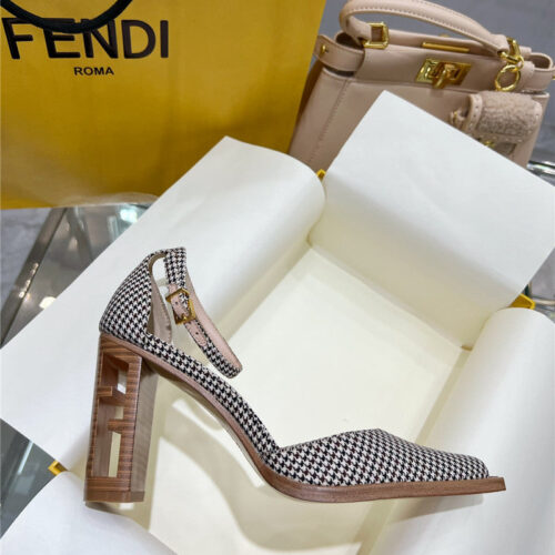 High Quality Luxury Fendi Square Toe FF Hollow Heel Court Shoes – Style 85107 product detail