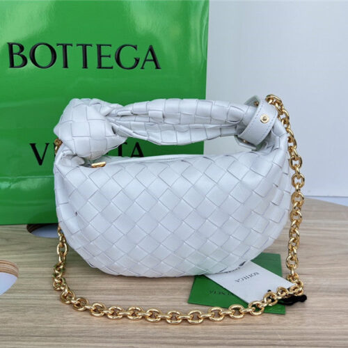 High Quality Luxury Bottega Veneta Jodie With Chain Bag White