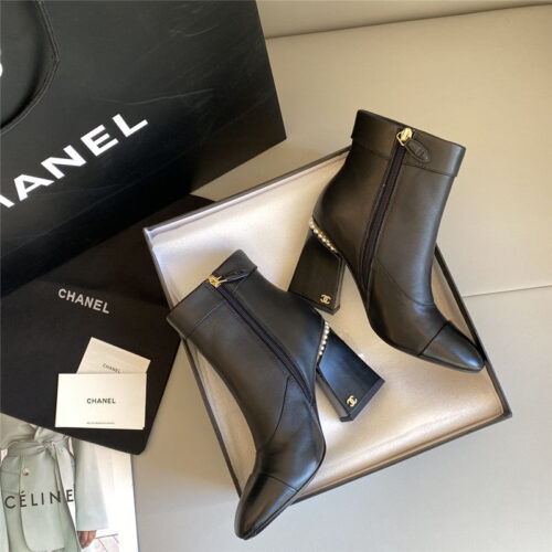 High Quality Luxury Chanel Pearl Heel Ankle Boots product detail