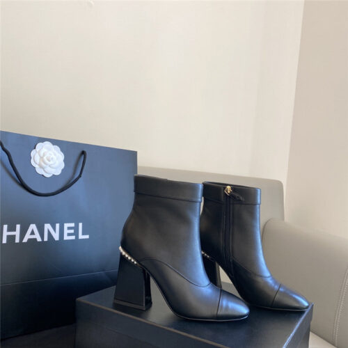 High Quality Luxury Chanel Pearl Heel Ankle Boots