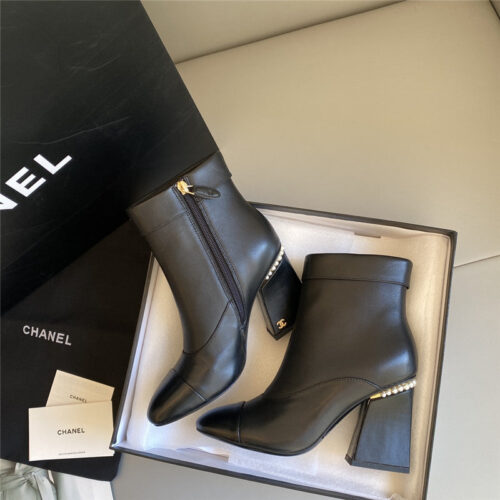 High Quality Luxury Chanel Pearl Heel Ankle Boots product detail