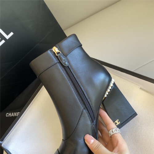 High Quality Luxury Chanel Pearl Heel Ankle Boots product detail