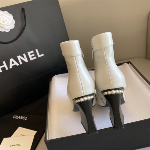 High Quality Luxury Chanel Pearl Heel Ankle Boots – Style 35046 product detail