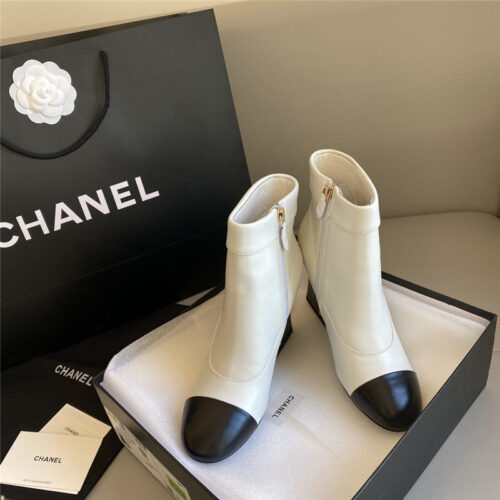 High Quality Luxury Chanel Pearl Heel Ankle Boots – Style 35046 alternate view