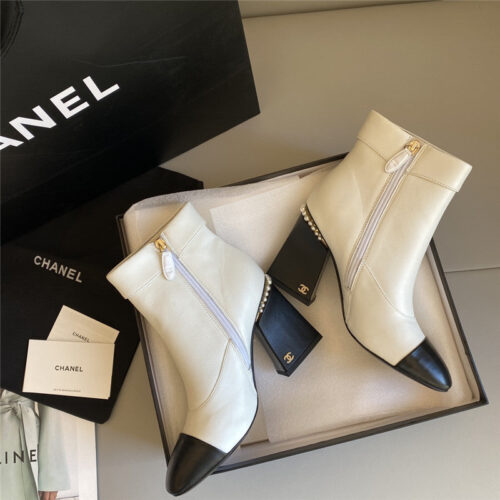 High Quality Luxury Chanel Pearl Heel Ankle Boots – Style 35046 product detail