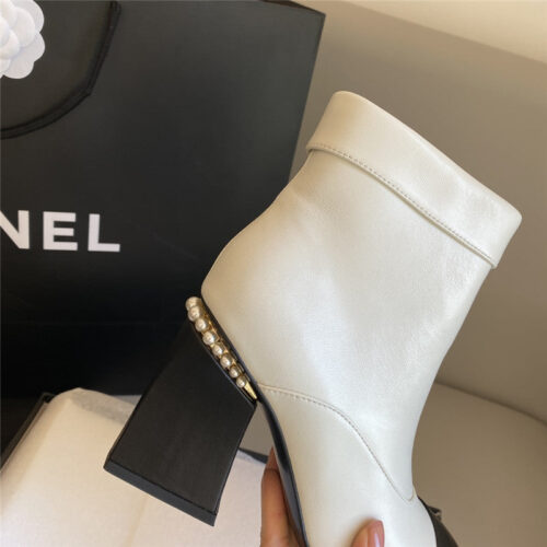 High Quality Luxury Chanel Pearl Heel Ankle Boots – Style 35046 product detail