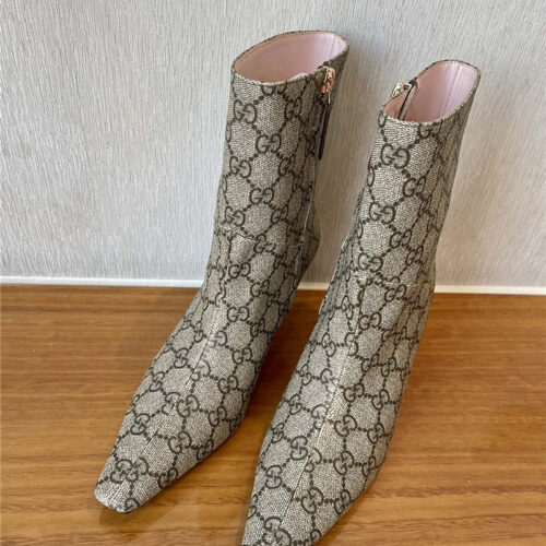 High Quality Luxury Gucci GG Pointed Toe High Heel Ankle Boots product detail