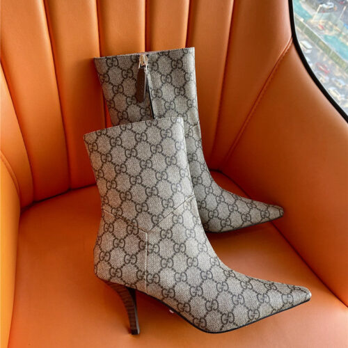 High Quality Luxury Gucci GG Pointed Toe High Heel Ankle Boots alternate view
