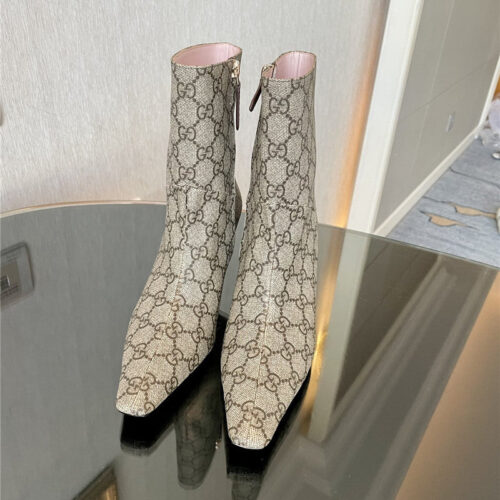 High Quality Luxury Gucci GG Pointed Toe High Heel Ankle Boots product detail