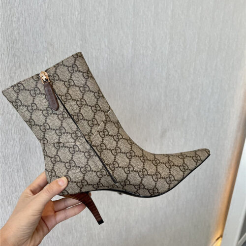 High Quality Luxury Gucci GG Pointed Toe High Heel Ankle Boots product detail