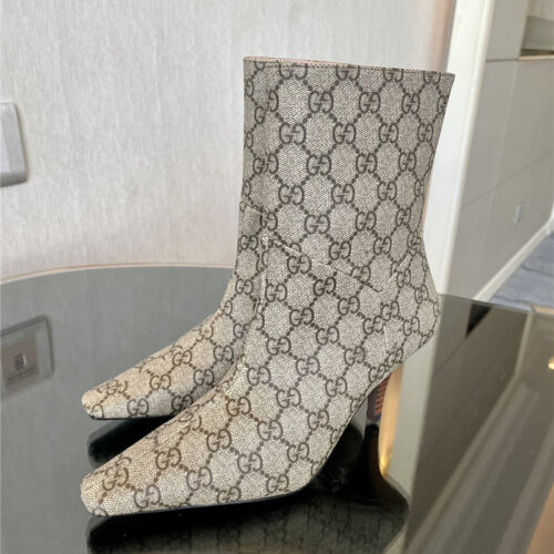 High Quality Luxury Gucci GG Pointed Toe High Heel Ankle Boots product detail