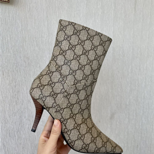 High Quality Luxury Gucci GG Pointed Toe High Heel Ankle Boots product detail