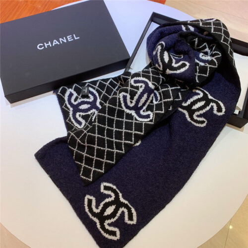 High Quality Luxury Chanel Logo Reversible Wool Scarf product detail