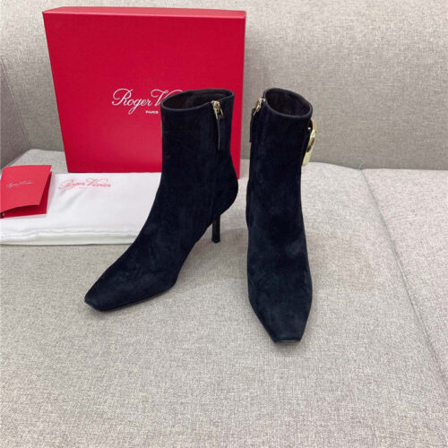 High Quality Luxury Roger Vivier Square Buckle High Heel Ankle Boots alternate view