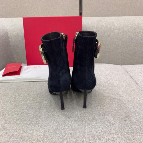 High Quality Luxury Roger Vivier Square Buckle High Heel Ankle Boots product detail