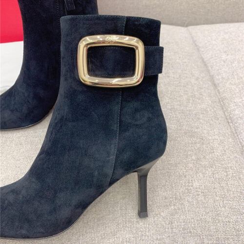High Quality Luxury Roger Vivier Square Buckle High Heel Ankle Boots product detail