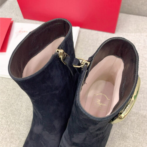 High Quality Luxury Roger Vivier Square Buckle High Heel Ankle Boots product detail