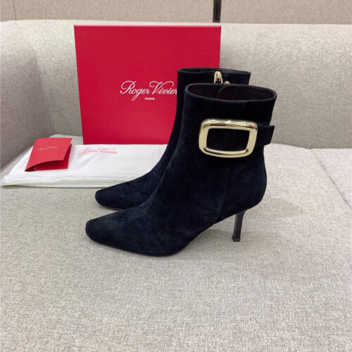 High Quality Luxury Roger Vivier Square Buckle High Heel Ankle Boots product detail
