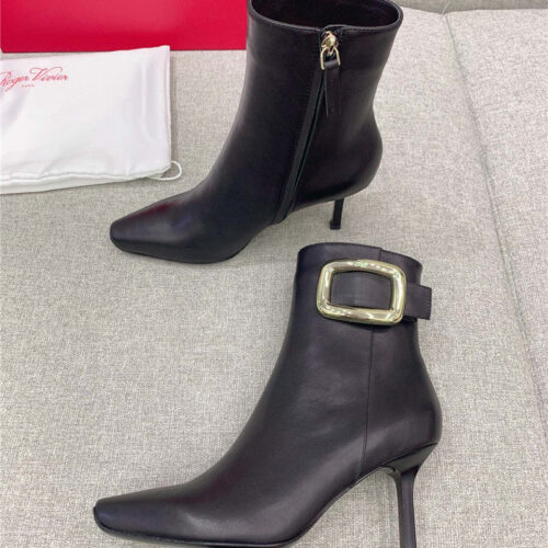 High Quality Luxury Roger Vivier Square Buckle High Heel Ankle Boots – Style 87220 product detail