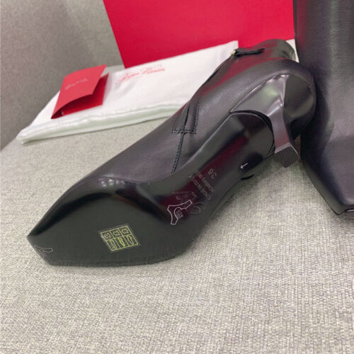 High Quality Luxury Roger Vivier Square Buckle High Heel Ankle Boots – Style 87220 product detail