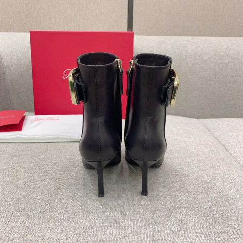 High Quality Luxury Roger Vivier Square Buckle High Heel Ankle Boots – Style 87220 product detail
