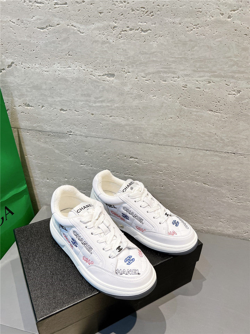 High Quality Luxury Chanel Embroidered White Sneakers product detail