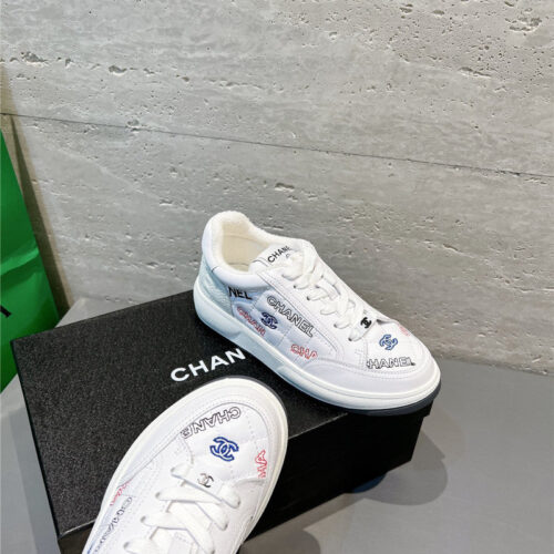 High Quality Luxury Chanel Embroidered White Sneakers product detail
