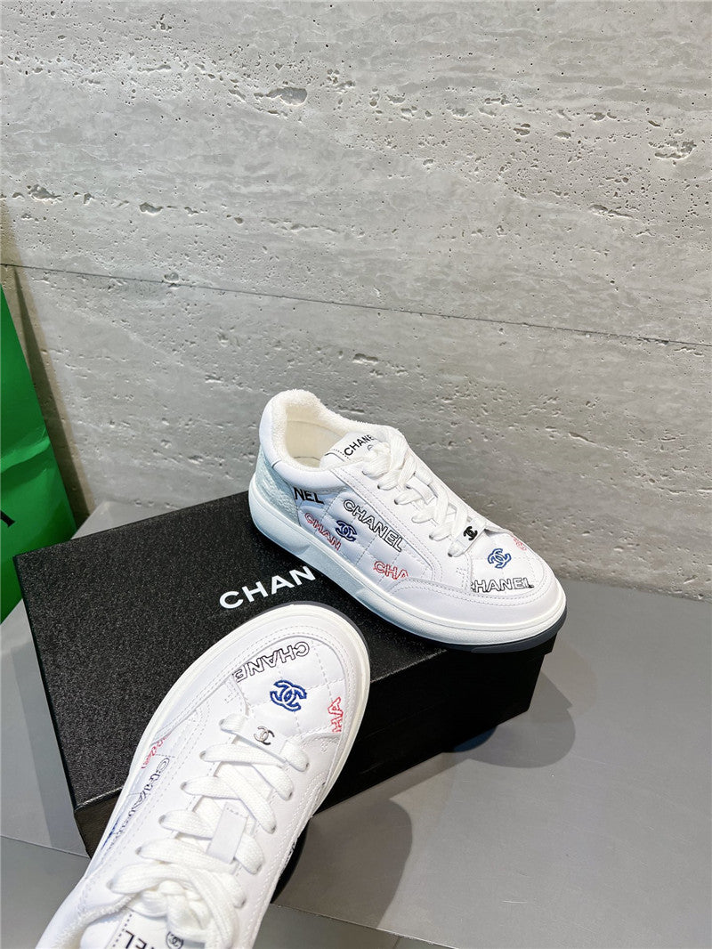 High Quality Luxury Chanel Embroidered White Sneakers product detail