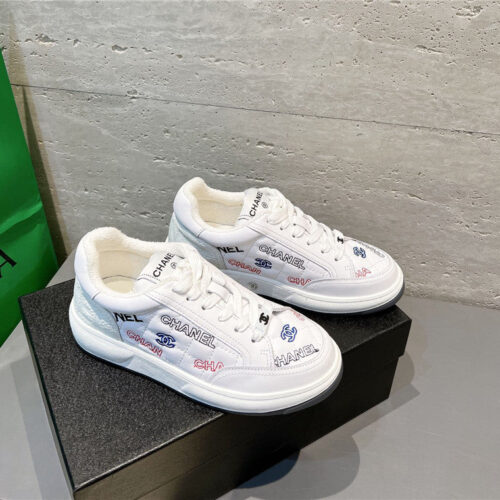 High Quality Luxury Chanel Embroidered White Sneakers