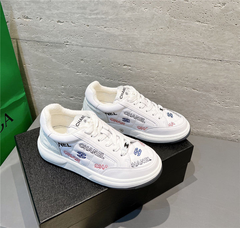 High Quality Luxury Chanel Embroidered White Sneakers