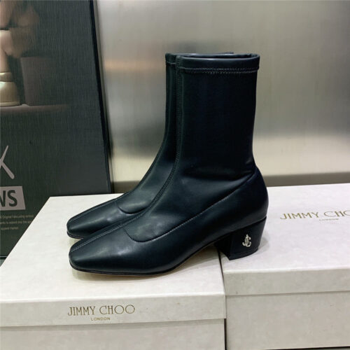 High Quality Luxury Jimmy Choo Logo Block Heel Square Toe Ankle Boots – Style 91831 product detail